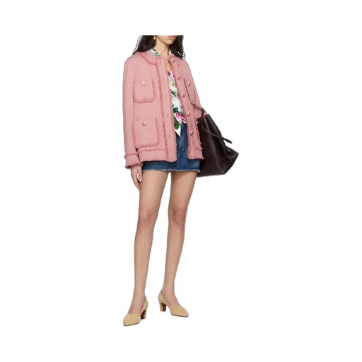 Single-Breasted Raschel Tweed Jacket