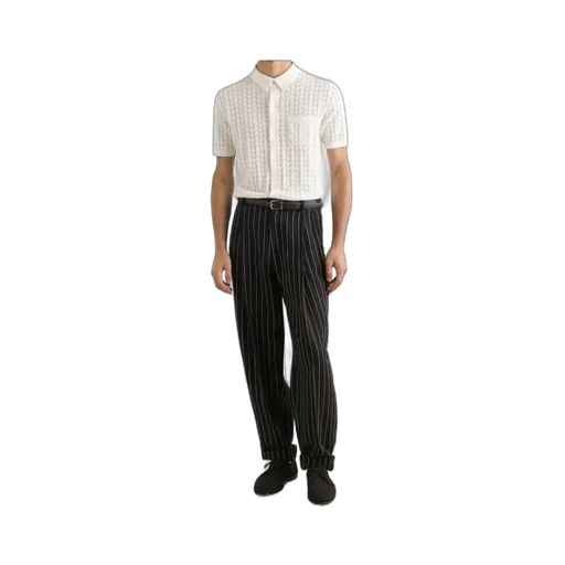 Short-Sleeved Openwork Knitted Shirt