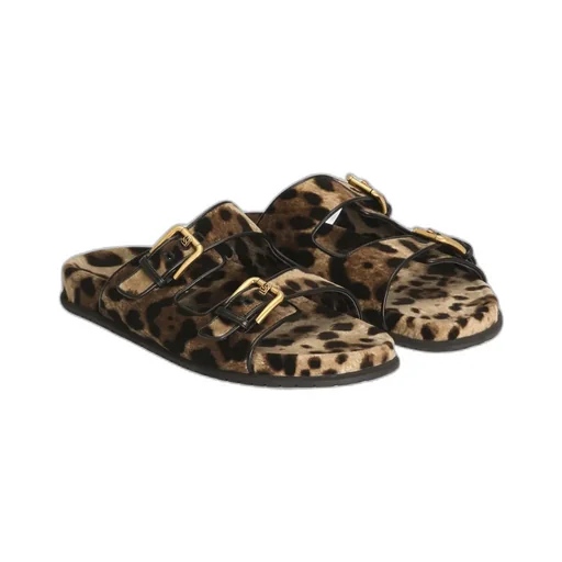 Leopard Printed Velvet Sliders