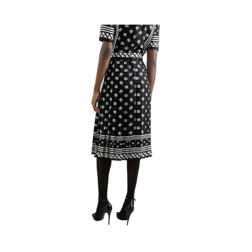 Dg Logo Scarf Printed Pleated Midi Skirt