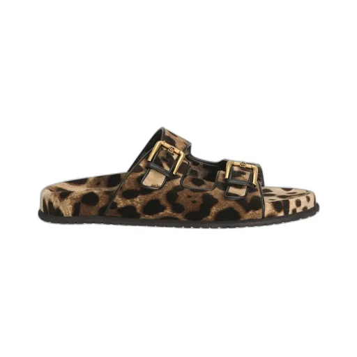 Leopard Printed Velvet Sliders