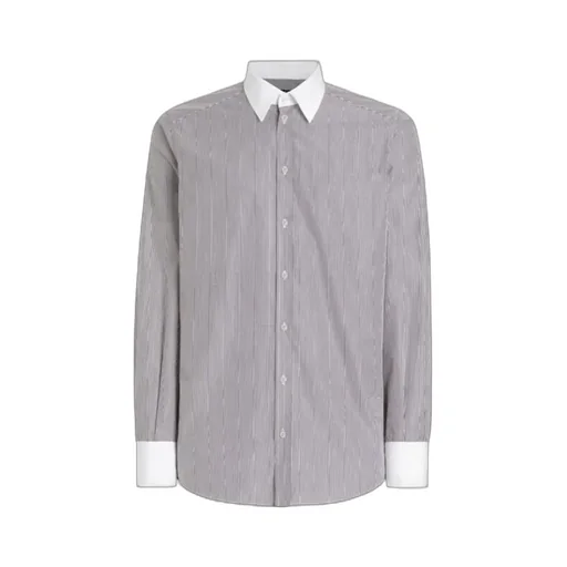 Logo Embroidered Pinstriped Shirt