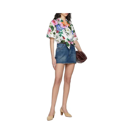 Frayed Hem Denim Mini Skirt