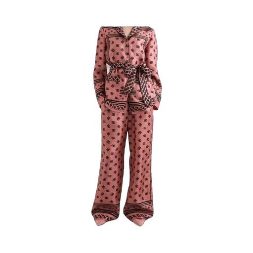 Silk Satin Jacquard Pajamas With Full Dg Logo