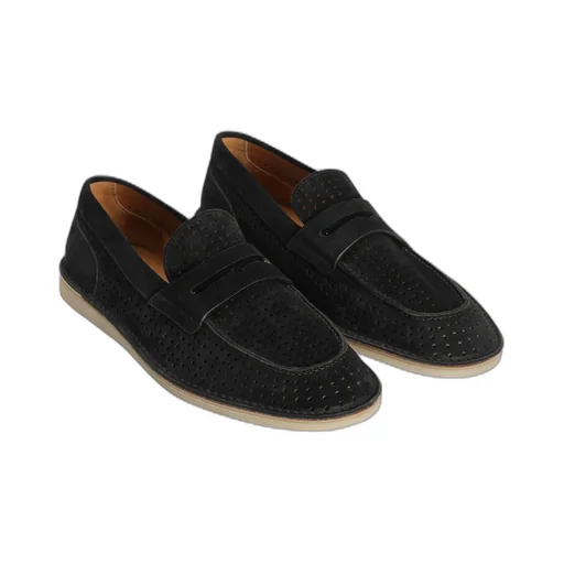Logo Plaque Perforated Loafers