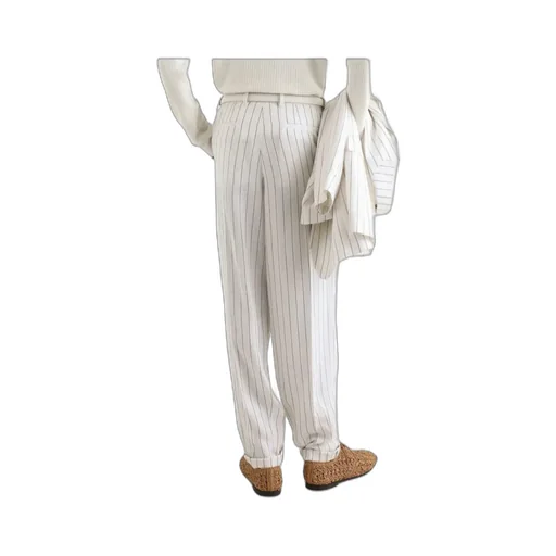 Double Darts Detailed Pinstriped Pants