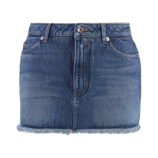 Frayed Hem Denim Mini Skirt