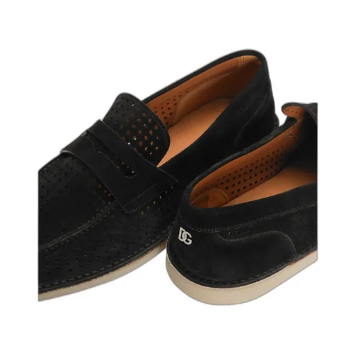 Logo Plaque Perforated Loafers