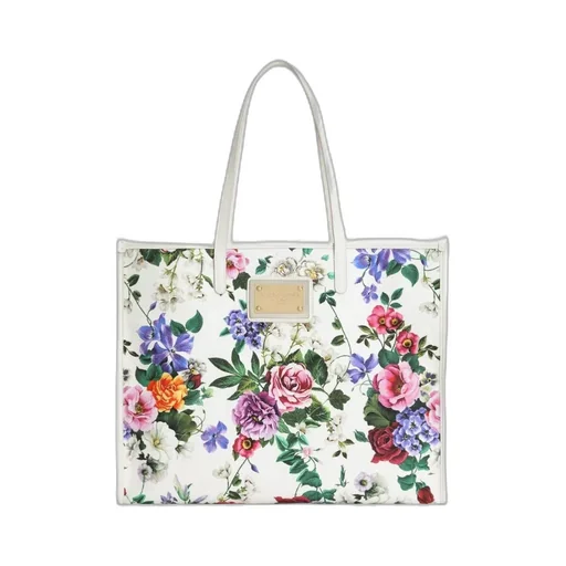 Floral Printed Logo Plaque Shoulder Bag
