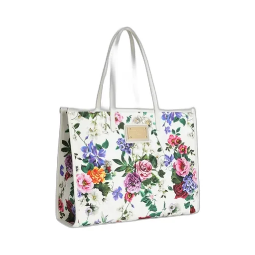 Floral Printed Logo Plaque Shoulder Bag