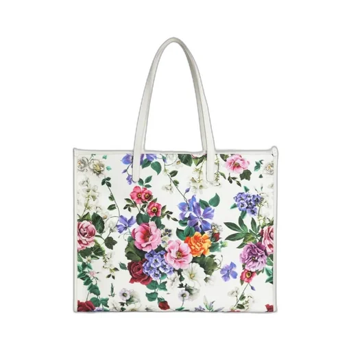 Floral Printed Logo Plaque Shoulder Bag