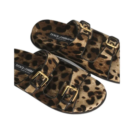 Leopard Printed Velvet Sliders