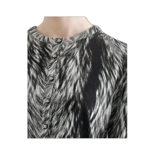 Fur-Print Knit Cardigan