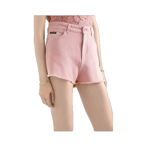 Logo Plaque Frayed Hem Denim Shorts