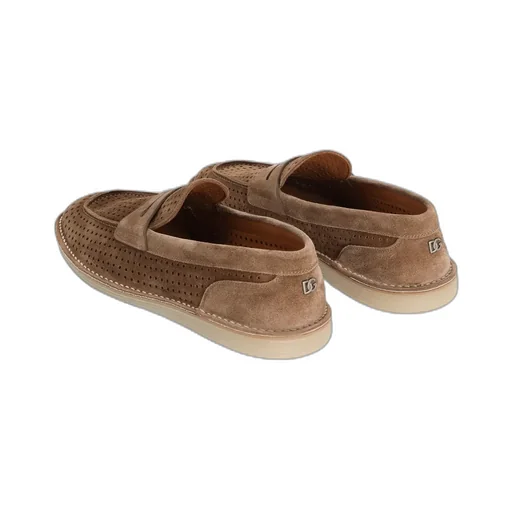 Logo Plaque Perforated Loafers