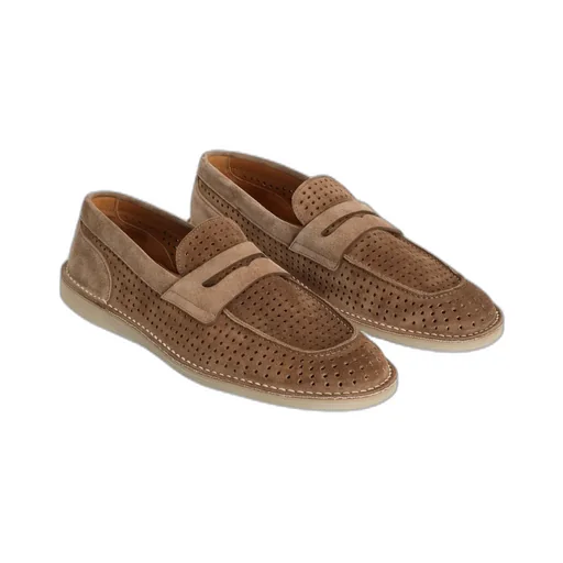 Logo Plaque Perforated Loafers