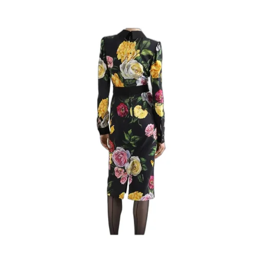 Floral Printed Calf-Length Cady Shirt Dress