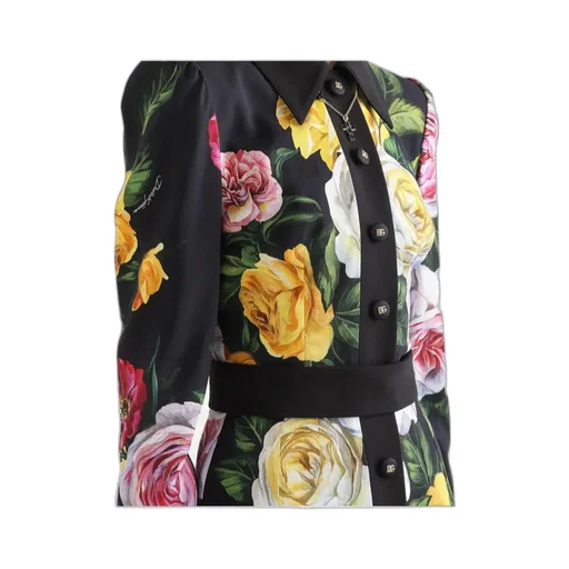 Floral Printed Calf-Length Cady Shirt Dress