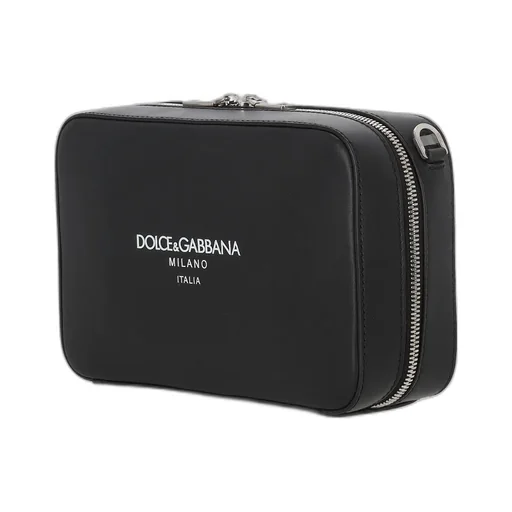 Logo Printed Zipped Messenger Bag