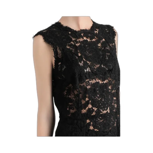 Floral-Lace Scallop Edge Sleeveless Midi Dress