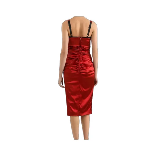 Draped Satin Calf-Length Dress