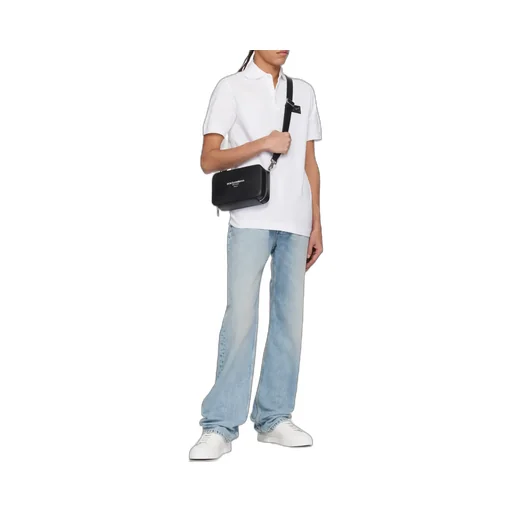 Logo Printed Zipped Messenger Bag