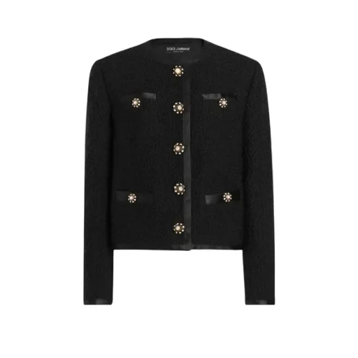 Cropped Single-Breasted Tweed Jacket