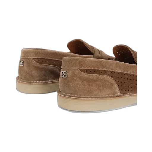 Logo Plaque Perforated Loafers