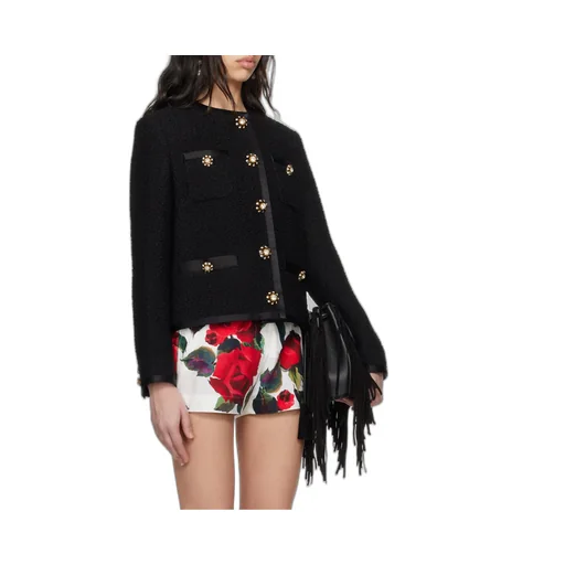 Cropped Single-Breasted Tweed Jacket