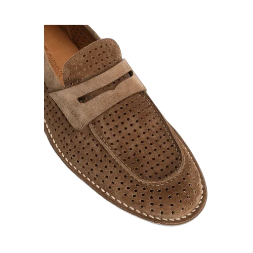 Logo Plaque Perforated Loafers
