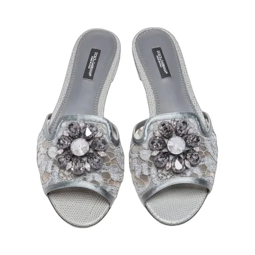 Crystal-Flower Lace Slides