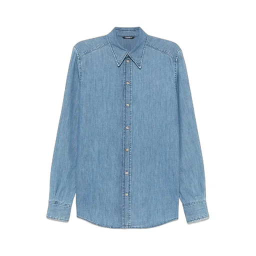 Curved Hem Denim Shirt