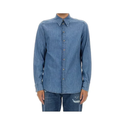 Curved Hem Denim Shirt