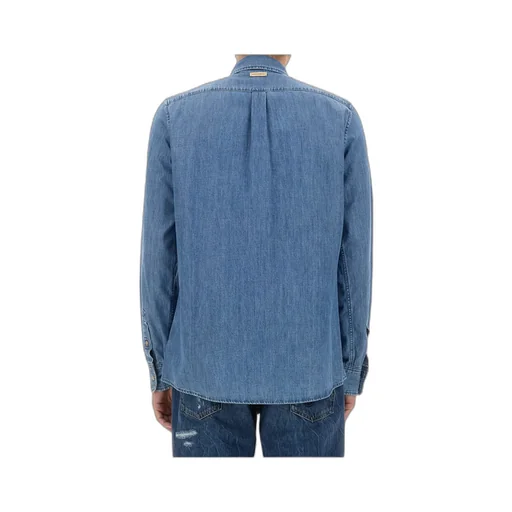 Curved Hem Denim Shirt