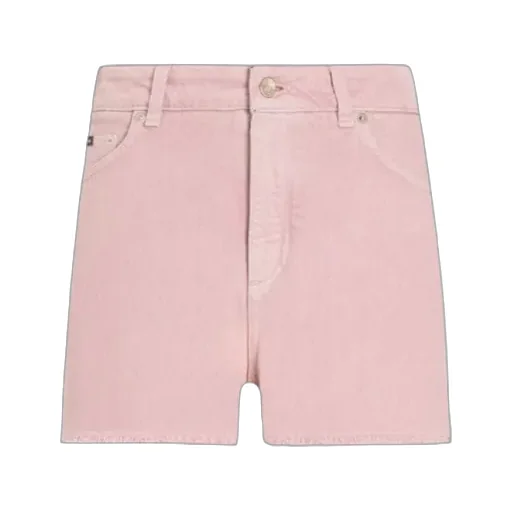 Logo Plaque Frayed Hem Denim Shorts