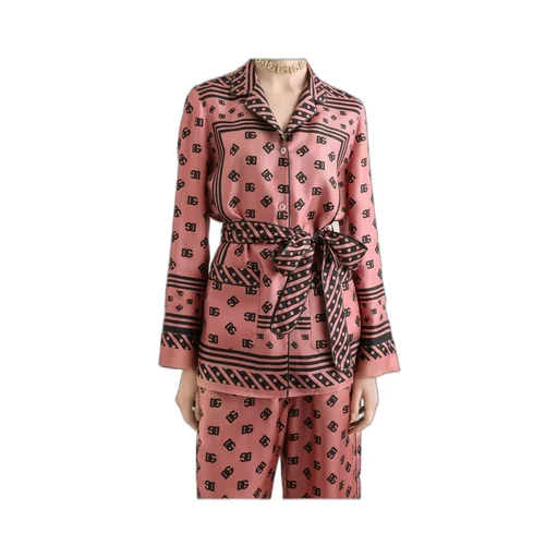 All-Over Dg Logo Scarf Printed Twill Pajama Shirt