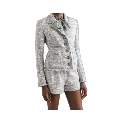 Single-Breasted Short Tweed Jacket