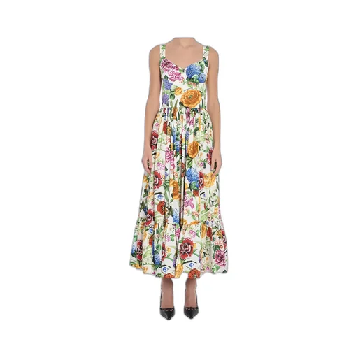 Floral Printed Sleeveless Midi Dress