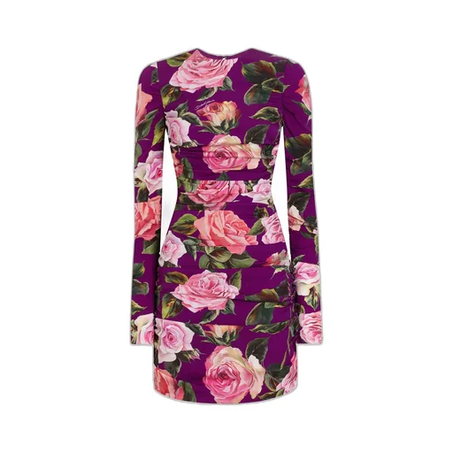 Floral Printed Charmeuse Midi Sheath Dress