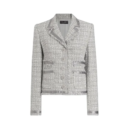 Single-Breasted Short Tweed Jacket