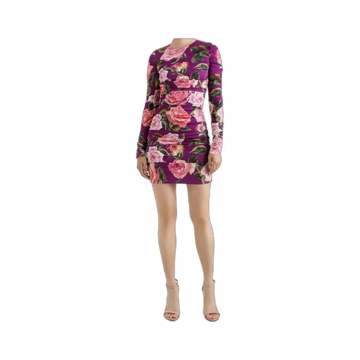 Floral Printed Charmeuse Midi Sheath Dress