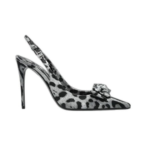 Leopard Printed Satin Slingback Pumps
