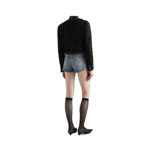 Sequin Embellished Single-Breasted Tweed Jacket