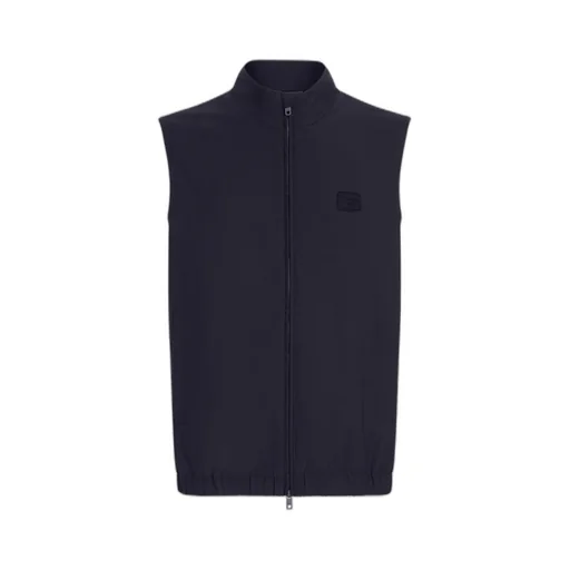 Logo Patch Zip-Up Sleeveless Vest
