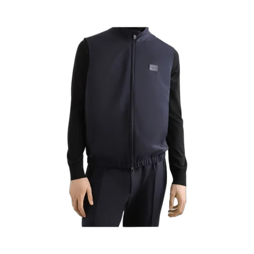 Logo Patch Zip-Up Sleeveless Vest