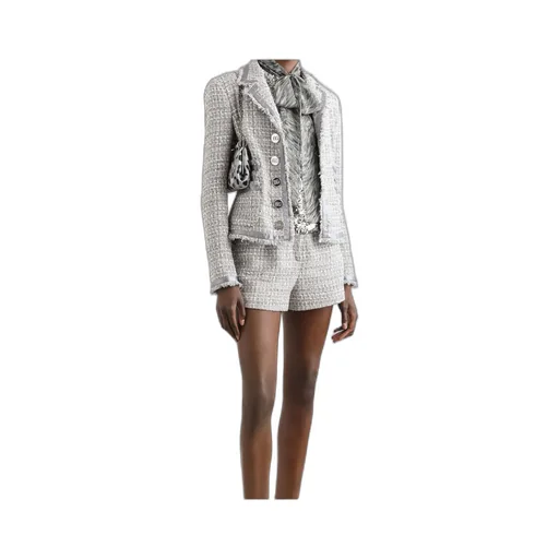 Single-Breasted Short Tweed Jacket
