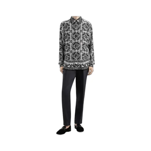 Majolica-Print Button-Up Shirt