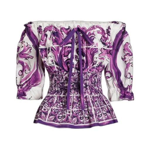 Majolica-Print Poplin Top