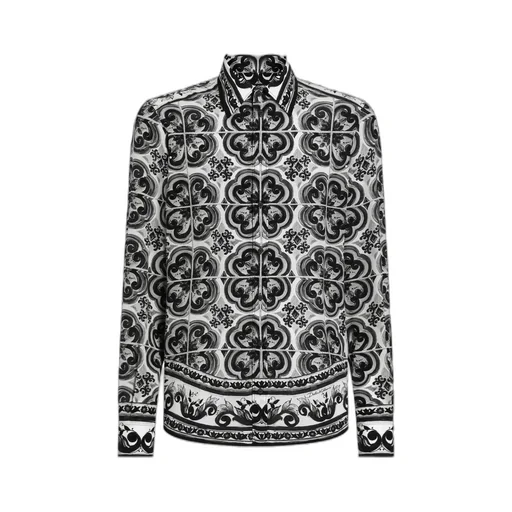 Majolica-Print Button-Up Shirt