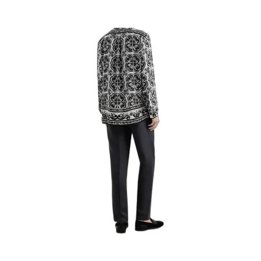 Majolica-Print Button-Up Shirt